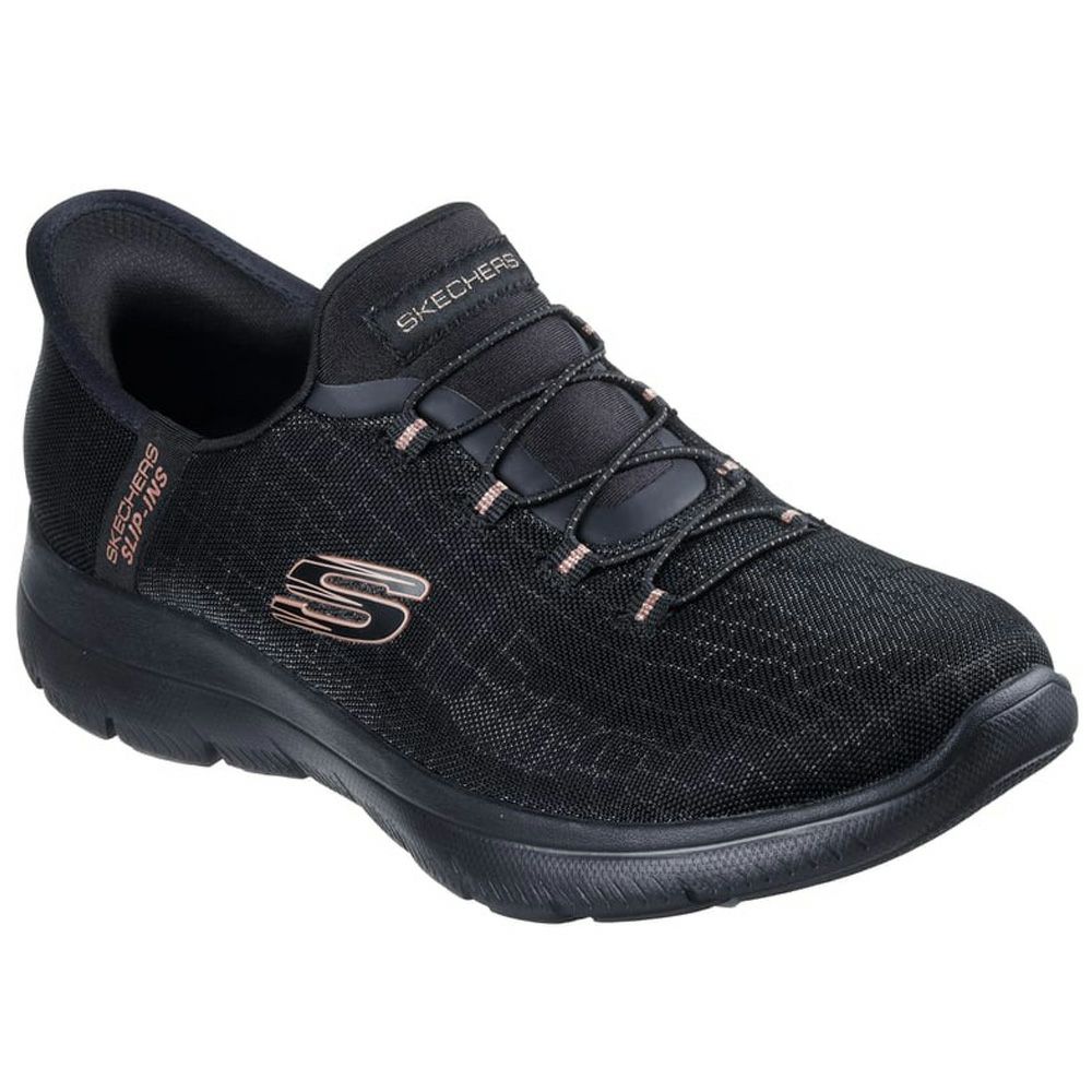 スケッチャーズ スリップインズ レディース 幅広 ワイド幅 スニーカー スリッポン 黒 ブラック ネイビー トープ ハンズフリー ゆったり SKECHERS Slip-ins サミッツ クラッシーナイト 150128W