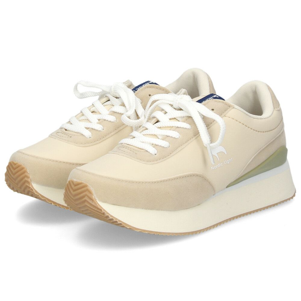 スニーカー レディース 厚底 ローカット ノルディックライト Nordic Light 0104 カジュアル 靴 シンプル 軽量 おしゃれ 黒 ブラック ベージュ