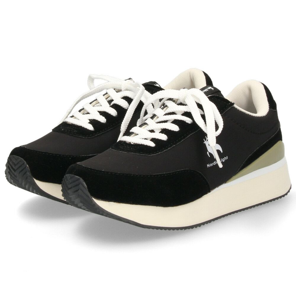 スニーカー レディース 厚底 ローカット ノルディックライト Nordic Light 0104 カジュアル 靴 シンプル 軽量 おしゃれ 黒 ブラック ベージュ