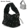 ハンドバッグ レディース スパンコール 黒 ブラック シルバー トートバッグ 鞄 小さめ キラキラ グリームサプライ gream supply 4038 結婚式 上品 大人 きれいめ おしゃれ パーティー