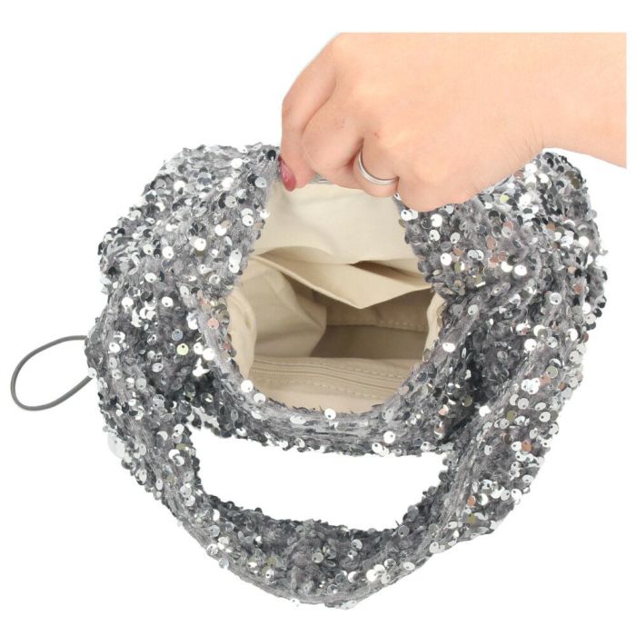 ハンドバッグ レディース スパンコール 黒 ブラック シルバー トートバッグ 鞄 小さめ キラキラ グリームサプライ gream supply 4038 結婚式 上品 大人 きれいめ おしゃれ パーティー