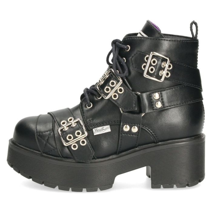 ヨースケ 厚底レースアップブーツ レディース 防滑 黒 ブラック 厚底ブーツ スタイルアップ ベルト付き おしゃれ YOSUKE 6310008