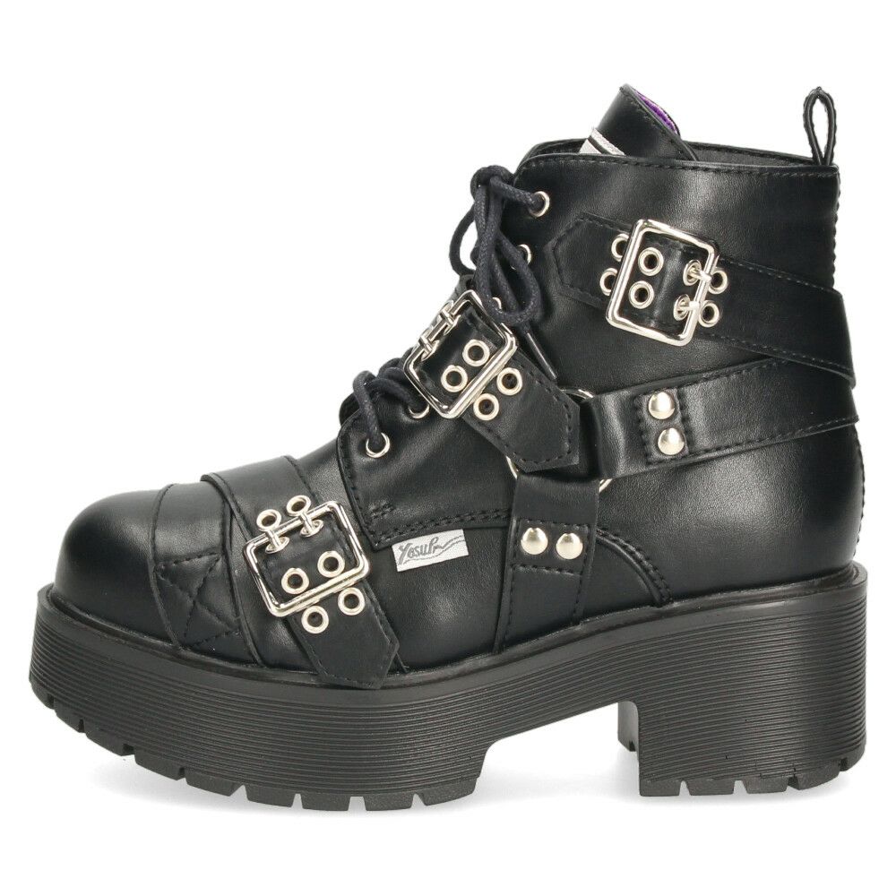 ヨースケ 厚底レースアップブーツ レディース 防滑 黒 ブラック 厚底ブーツ スタイルアップ ベルト付き おしゃれ YOSUKE 6310008
