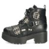 ヨースケ 厚底レースアップブーツ レディース 防滑 黒 ブラック 厚底ブーツ スタイルアップ ベルト付き おしゃれ YOSUKE 6310008
