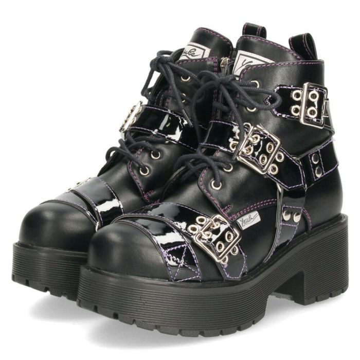 ヨースケ 厚底レースアップブーツ レディース 防滑 黒 ブラック 厚底ブーツ スタイルアップ ベルト付き おしゃれ YOSUKE 6310008