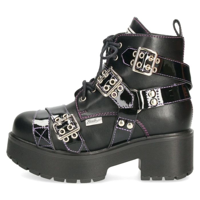 ヨースケ 厚底レースアップブーツ レディース 防滑 黒 ブラック 厚底ブーツ スタイルアップ ベルト付き おしゃれ YOSUKE 6310008