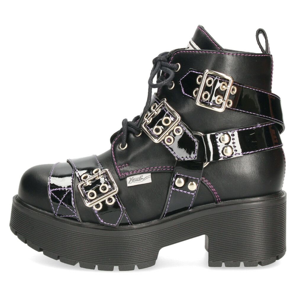 ヨースケ 厚底レースアップブーツ レディース 防滑 黒 ブラック 厚底ブーツ スタイルアップ ベルト付き おしゃれ YOSUKE 6310008