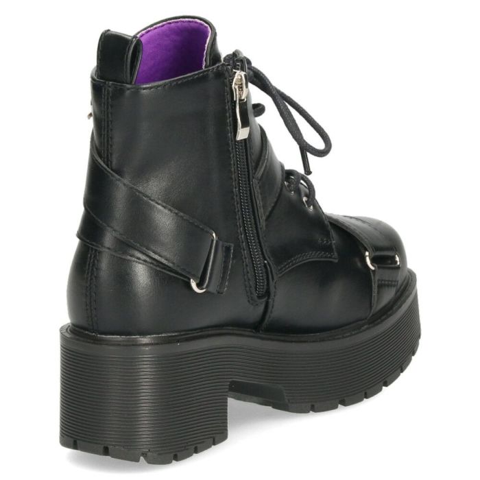 ヨースケ 厚底レースアップブーツ レディース 防滑 黒 ブラック 厚底ブーツ スタイルアップ ベルト付き おしゃれ YOSUKE 6310008