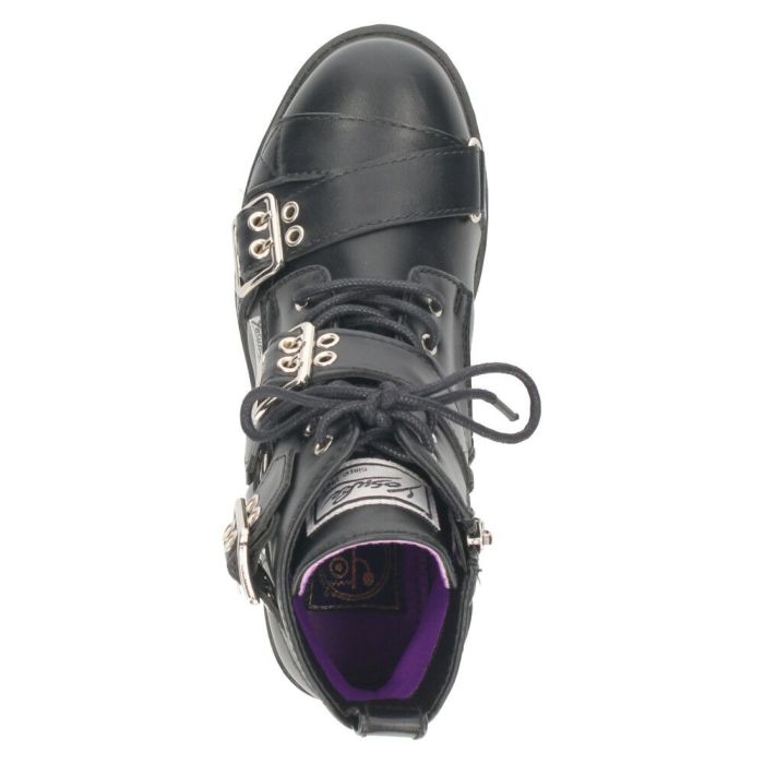 ヨースケ 厚底レースアップブーツ レディース 防滑 黒 ブラック 厚底ブーツ スタイルアップ ベルト付き おしゃれ YOSUKE 6310008