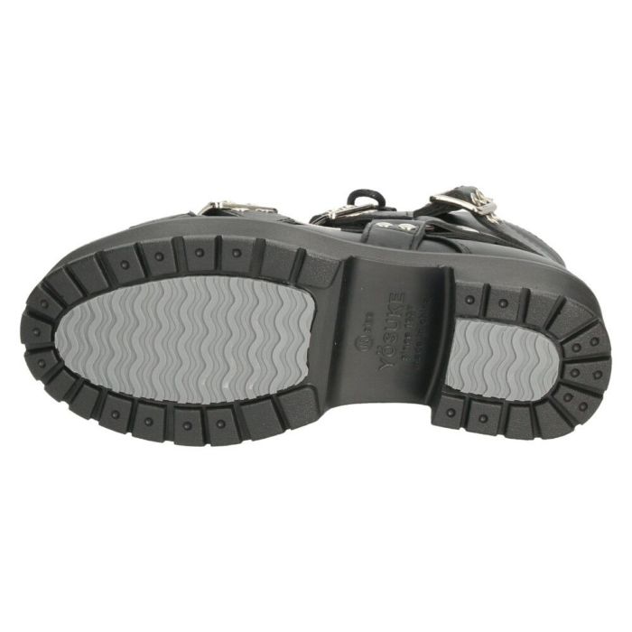 ヨースケ 厚底レースアップブーツ レディース 防滑 黒 ブラック 厚底ブーツ スタイルアップ ベルト付き おしゃれ YOSUKE 6310008