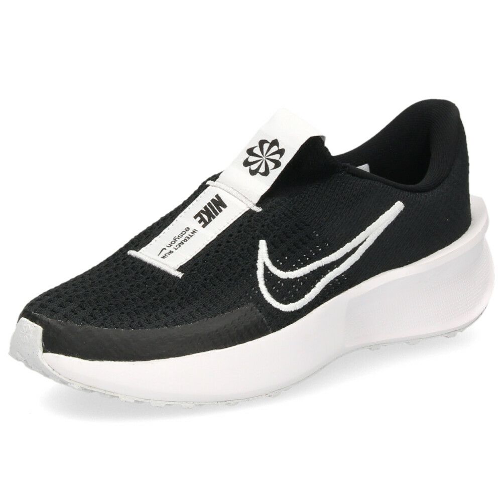 ナイキ スニーカー レディース 黒 厚底 ランニングシューズ NIKE インタラクト ラン イージーオン FV5591 001 ブラック/ホワイト