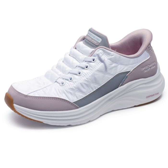 スケッチャーズ スニーカー レディース スリップインズ コンツアーフォーム - コージーフィット ハンズフリー スリッポン 靴 ノーマル幅 白 黒 ホワイト ブラック 快適 150404