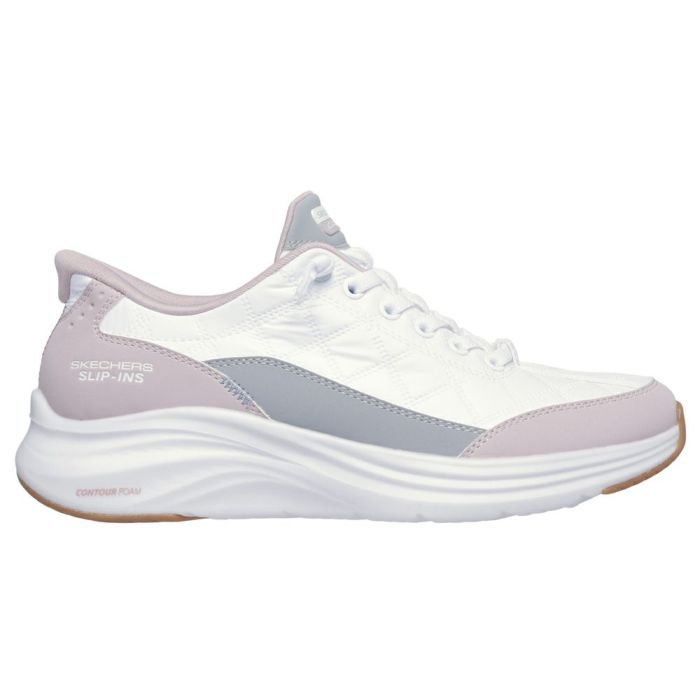 スケッチャーズ スニーカー レディース スリップインズ コンツアーフォーム - コージーフィット ハンズフリー スリッポン 靴 ノーマル幅 白 黒 ホワイト ブラック 快適 150404