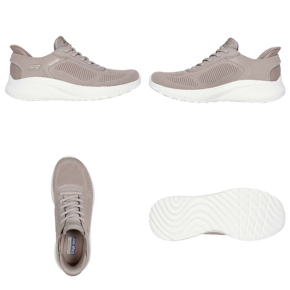 スケッチャーズ スリップインズ レディース ワイド 幅広 スニーカー 黒 スリッポン SKECHERS Slip-ins ボブス スポート スクワッド カオス 117497W BBK TPE ゆったり ハンズフリー