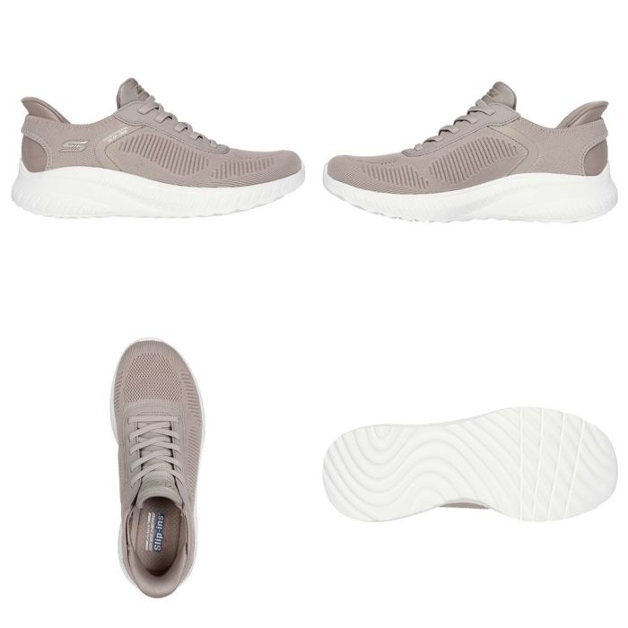 スケッチャーズ スリップインズ レディース ワイド 幅広 スニーカー 黒 スリッポン SKECHERS Slip-ins ボブス スポート スクワッド カオス 117497W BBK TPE ゆったり ハンズフリー