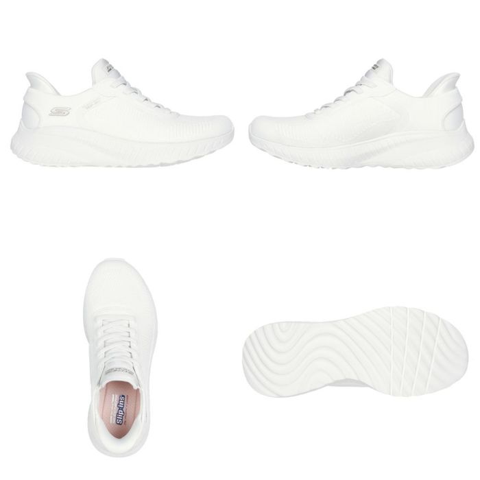 スケッチャーズ スリップインズ レディース ワイド 幅広 スニーカー 黒 スリッポン SKECHERS Slip-ins ボブス スポート スクワッド カオス 117497W BBK TPE ゆったり ハンズフリー