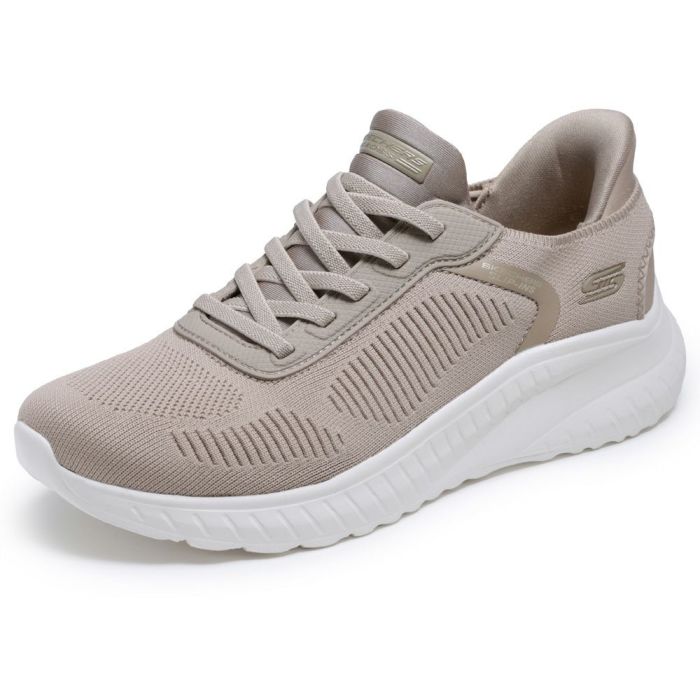 スケッチャーズ スリップインズ レディース ワイド 幅広 スニーカー 黒 スリッポン SKECHERS Slip-ins ボブス スポート スクワッド カオス 117497W BBK TPE ゆったり ハンズフリー