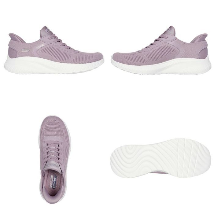 スケッチャーズ スリップインズ レディース ワイド 幅広 スニーカー 黒 スリッポン SKECHERS Slip-ins ボブス スポート スクワッド カオス 117497W BBK TPE ゆったり ハンズフリー