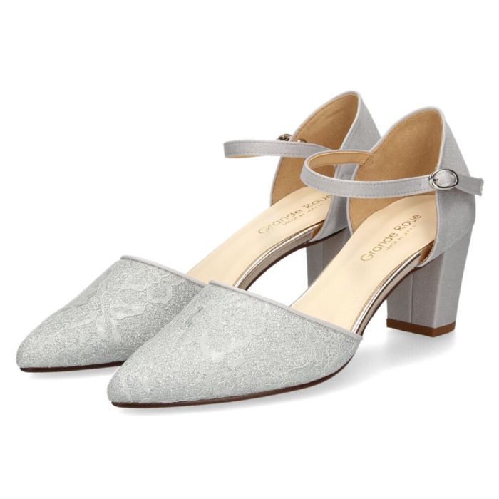 パンプス ストラップ レディース アンクルストラップ ポインテッドトゥ セパレート チャンキーヒール 結婚式　パーティー 卒業式 入学式 グランルー Grande Roue 241009 華やか 上品 大人 オフィス