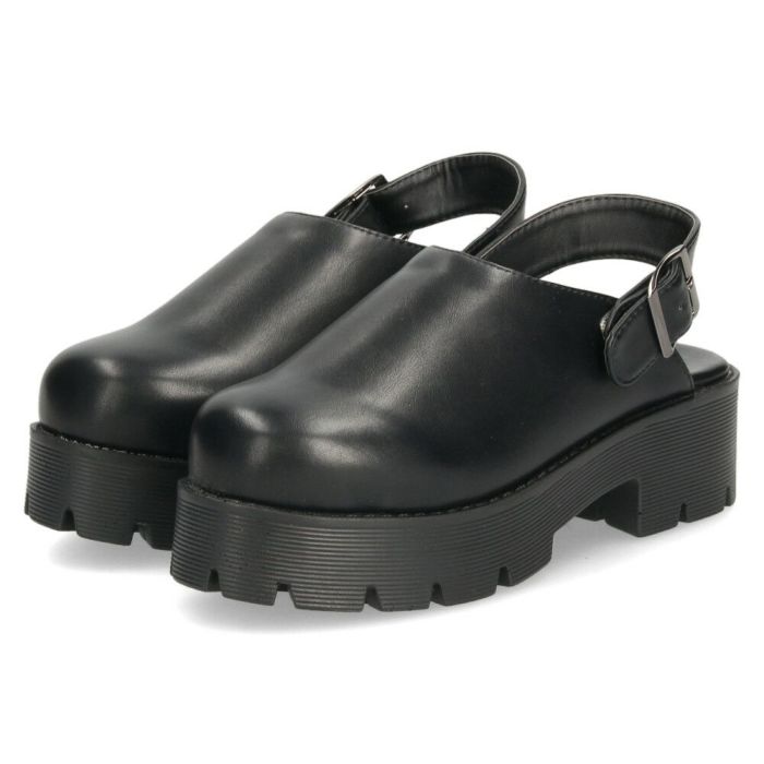 サボ サンダル レディース 厚底 ミュール ストラップ 2WAY 甲深 スタイルアップ カジュアル 大人 上品 きれいめ マフモフ Mafmof 1130WK 黒 ブラック ダークブラウン