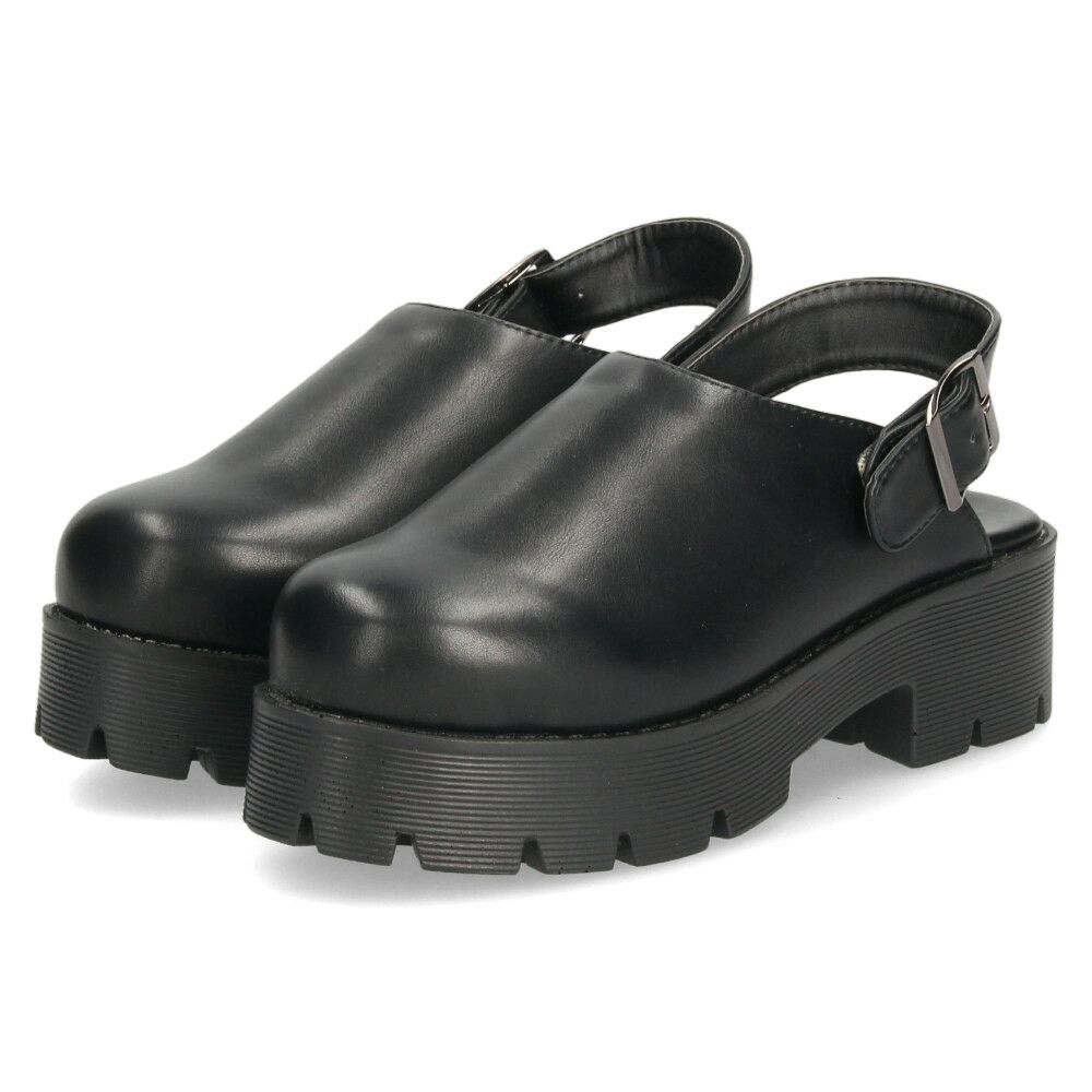 サボ サンダル レディース 厚底 ミュール ストラップ 2WAY 甲深 スタイルアップ カジュアル 大人 上品 きれいめ マフモフ Mafmof 1130WK 黒 ブラック ダークブラウン