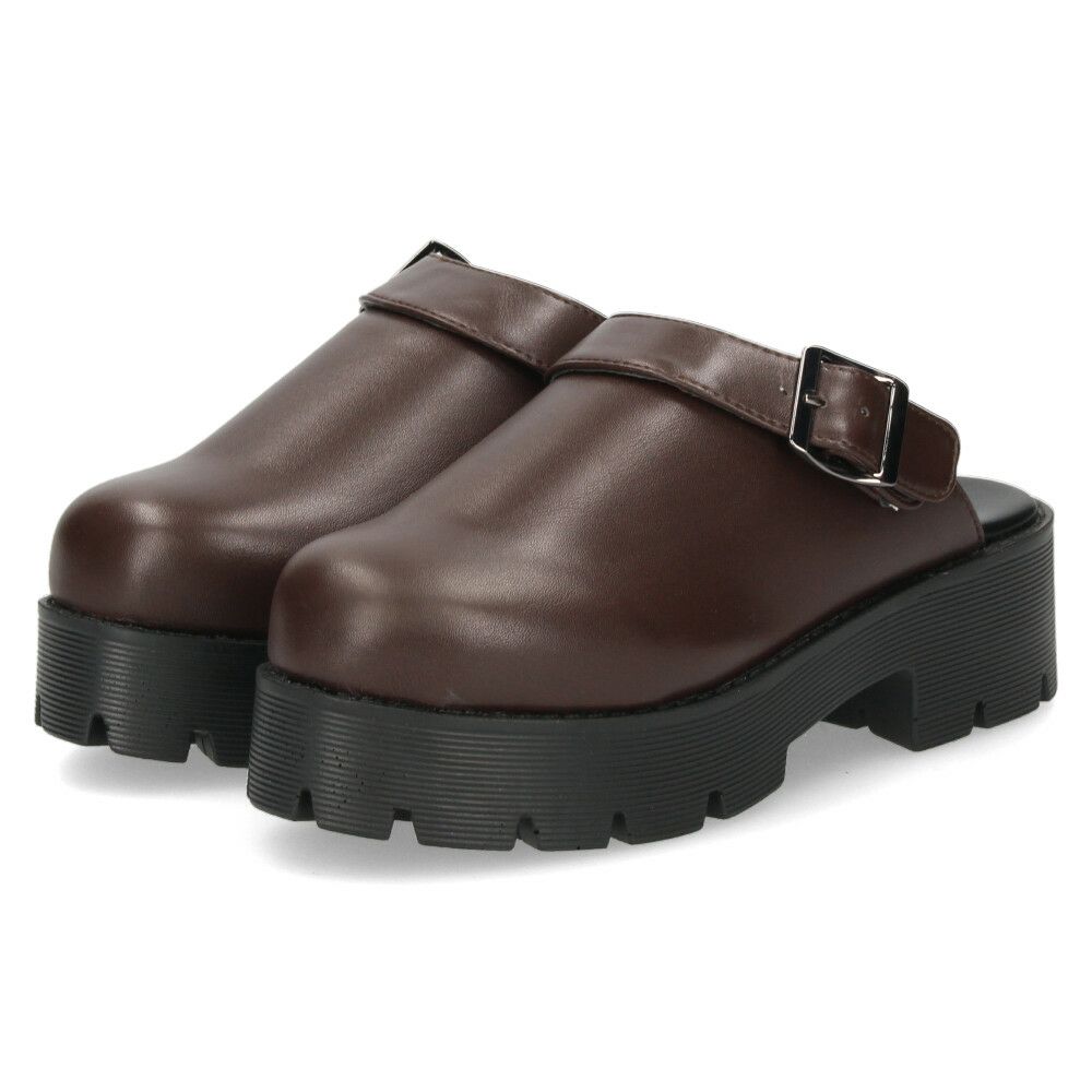 サボ サンダル レディース 厚底 ミュール ストラップ 2WAY 甲深 スタイルアップ カジュアル 大人 上品 きれいめ マフモフ Mafmof 1130WK 黒 ブラック ダークブラウン