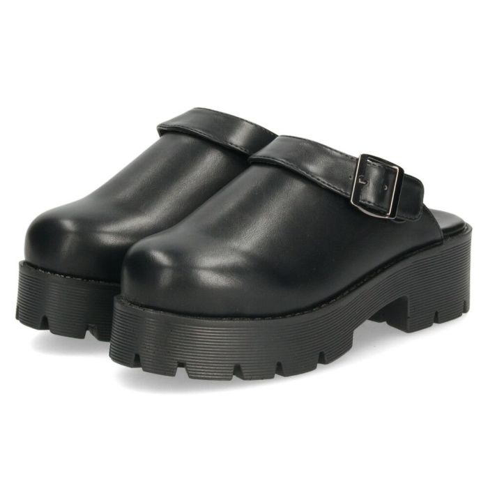 サボ サンダル レディース 厚底 ミュール ストラップ 2WAY 甲深 スタイルアップ カジュアル 大人 上品 きれいめ マフモフ Mafmof 1130WK 黒 ブラック ダークブラウン