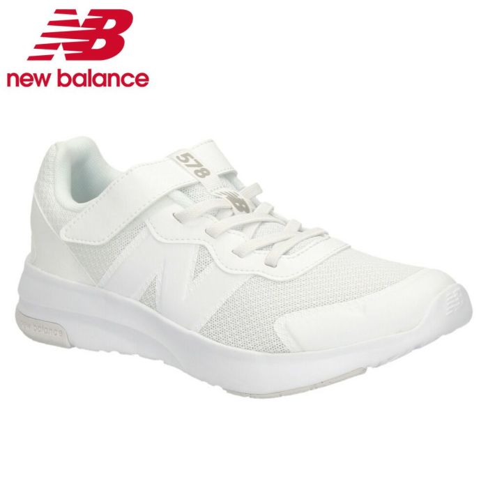 ニューバランス スニーカー キッズ ローカット GT578 NB new balance 白 ホワイト ベルクロ 通学