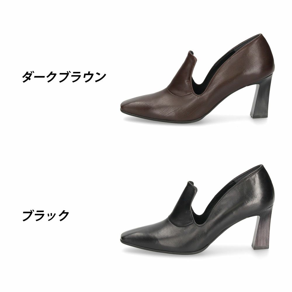 ラボキゴシ ワークス パンプス レディース 7cmスクエアトウカットワークパンプス  黒 ブラック 7cm ヒール 12838 RABOKIGOSHI works 日本製 おしゃれ 上品