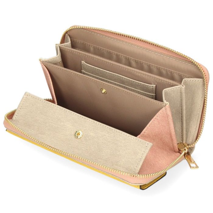 財布 レディース 長財布 多収納 ポケット 小銭入れ ラウンドファスナー 大人 グレー ピンク モカ 馬蹄モチーフ カード収納 高見え 上品 エポメタル デニムライク ラムモード LAMB MODE 37892