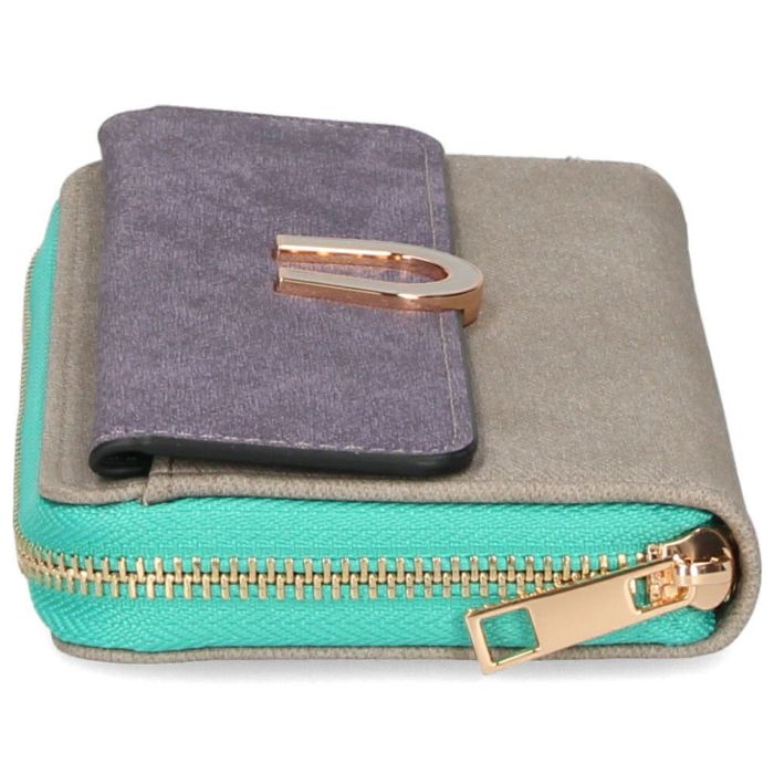 財布 レディース 長財布 多収納 ポケット 小銭入れ ラウンドファスナー 大人 グレー ピンク モカ 馬蹄モチーフ カード収納 高見え 上品 エポメタル デニムライク ラムモード LAMB MODE 37892