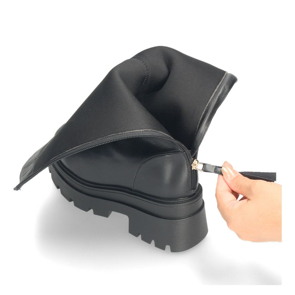 Mafmof マフモフ レディース ロングブーツ 厚底トラックソール ブーツ 靴 ブラック 黒 535WK 537WK 合成皮革 クッションインソール