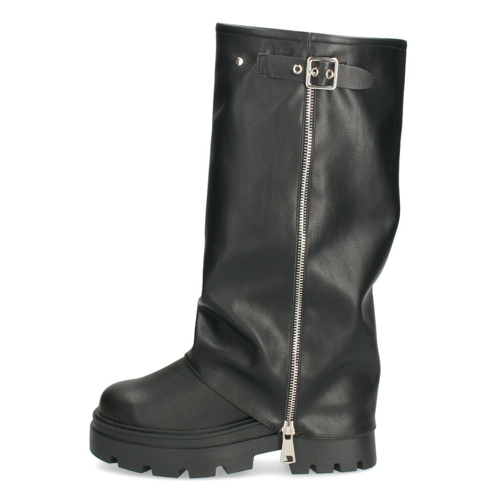 Mafmof マフモフ レディース ロングブーツ 厚底トラックソール ブーツ 靴 ブラック 黒 535WK 537WK 合成皮革 クッションインソール