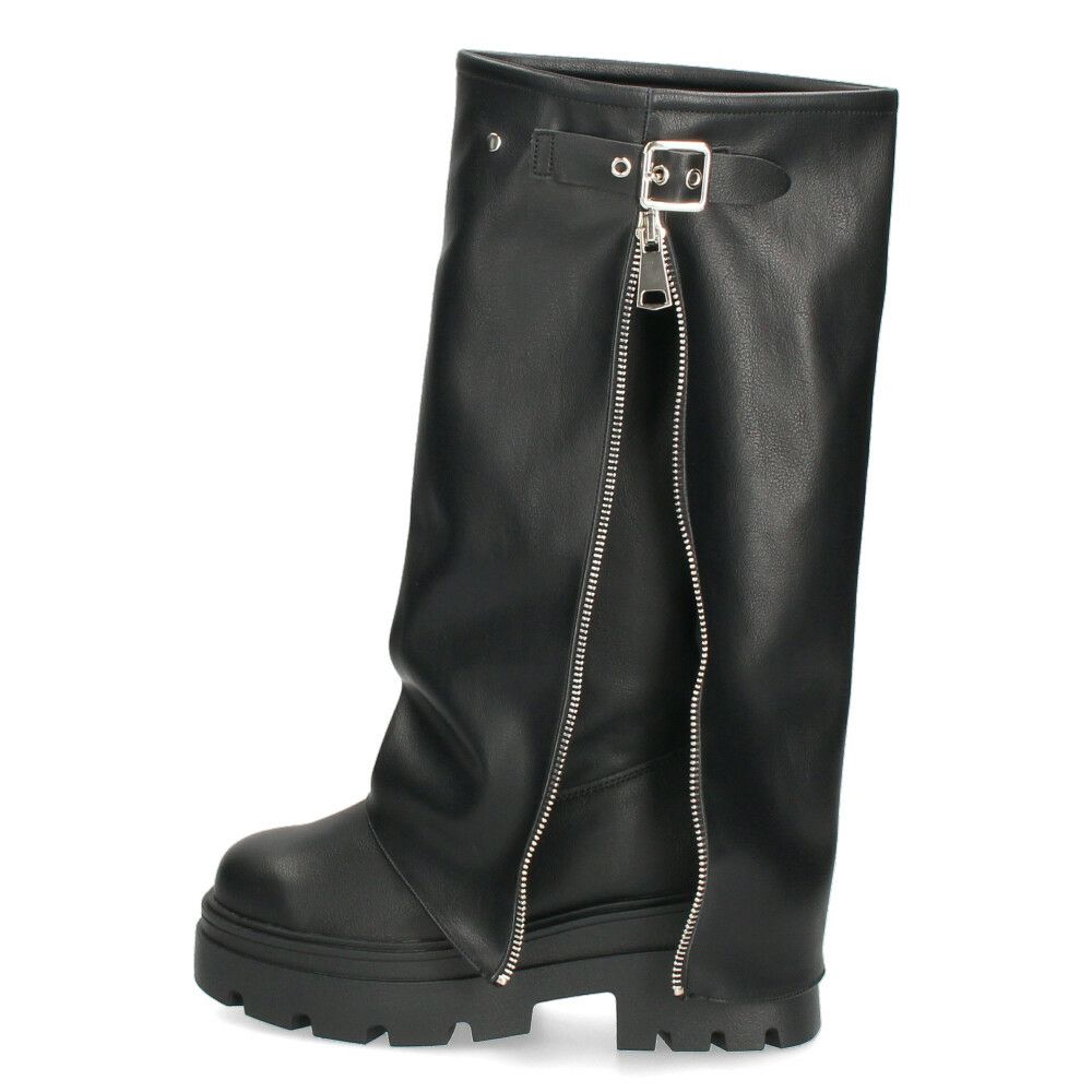 Mafmof マフモフ レディース ロングブーツ 厚底トラックソール ブーツ 靴 ブラック 黒 535WK 537WK 合成皮革 クッションインソール