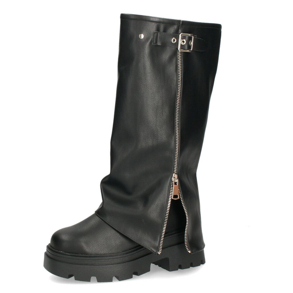 Mafmof マフモフ レディース ロングブーツ 厚底トラックソール ブーツ 靴 ブラック 黒 535WK 537WK 合成皮革 クッションインソール