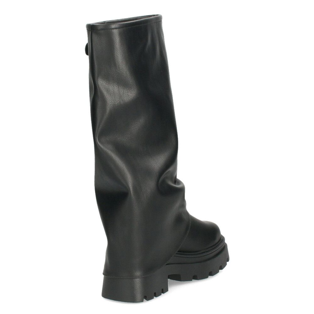 Mafmof マフモフ レディース ロングブーツ 厚底トラックソール ブーツ 靴 ブラック 黒 535WK 537WK 合成皮革 クッションインソール