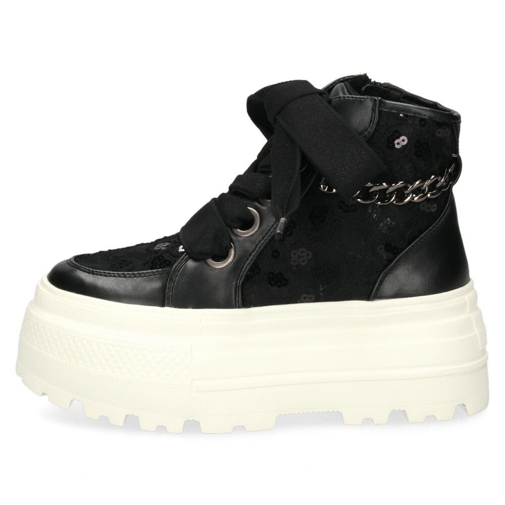 by あしながおじさん レディース スニーカー 厚底スニーカー ビッグリボン B8510127 ハイカット 靴 レースアップ  厚底 ファスナー