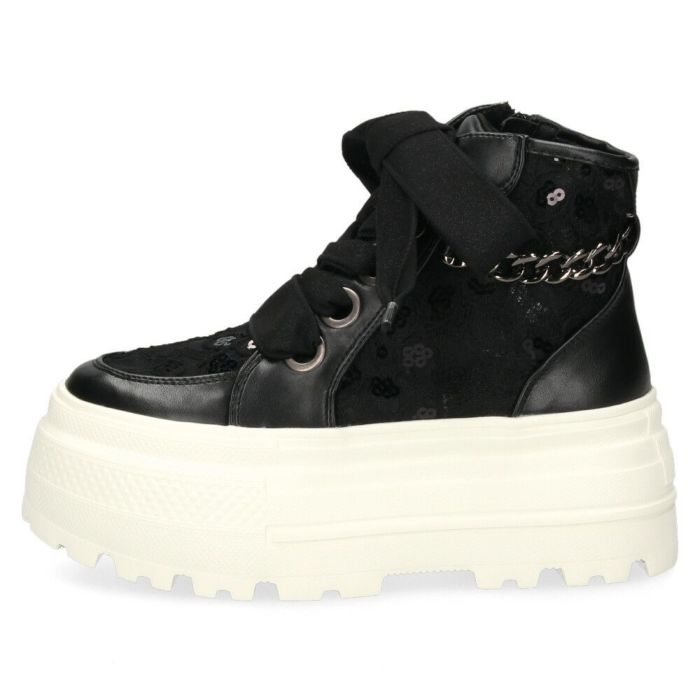 by あしながおじさん レディース スニーカー 厚底スニーカー ビッグリボン B8510127 ハイカット 靴 レースアップ  厚底 ファスナー