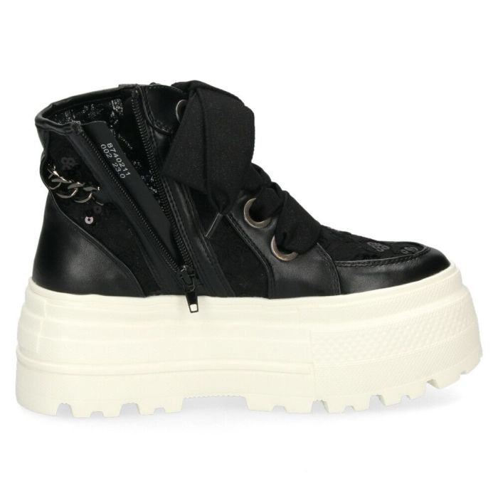 by あしながおじさん レディース スニーカー 厚底スニーカー ビッグリボン B8510127 ハイカット 靴 レースアップ  厚底 ファスナー