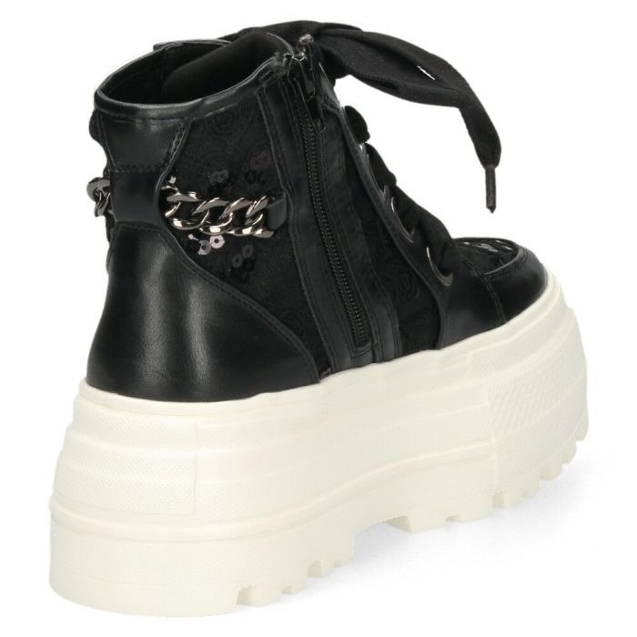 by あしながおじさん レディース スニーカー 厚底スニーカー ビッグリボン B8510127 ハイカット 靴 レースアップ  厚底 ファスナー