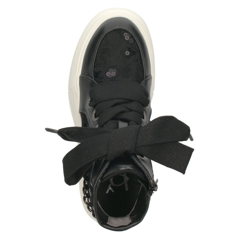 by あしながおじさん レディース スニーカー 厚底スニーカー ビッグリボン B8510127 ハイカット 靴 レースアップ  厚底 ファスナー