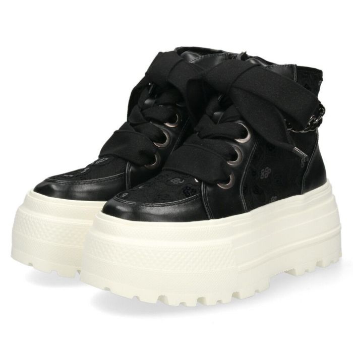 by あしながおじさん レディース スニーカー 厚底スニーカー ビッグリボン B8510127 ハイカット 靴 レースアップ  厚底 ファスナー