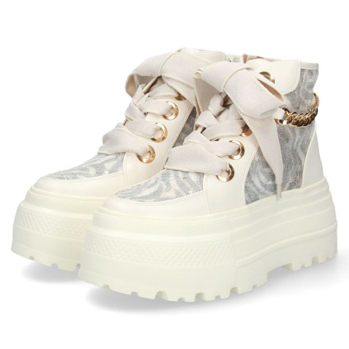 by あしながおじさん レディース スニーカー 厚底スニーカー ビッグリボン B8510127 ハイカット 靴 レースアップ  厚底 ファスナー