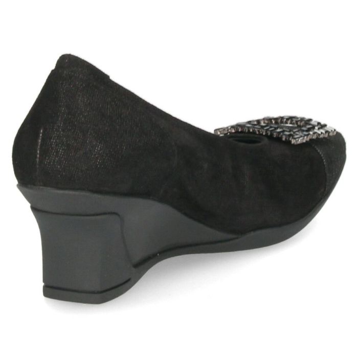 パンプス 黒 レディース おしゃれ ブラック エタン 通勤 靴 スクエアトゥ ウェッジソール コンポジションナイン ビジュー バックル コンフォートパンプス 3092 COMPOSITION9