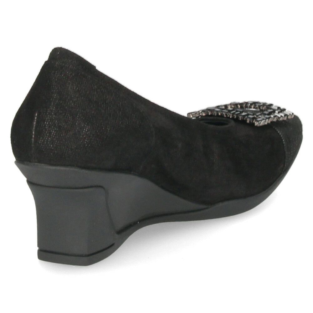 パンプス 黒 レディース おしゃれ ブラック エタン 通勤 靴 スクエアトゥ ウェッジソール コンポジションナイン ビジュー バックル コンフォートパンプス 3092 COMPOSITION9