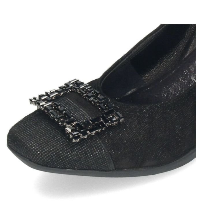 パンプス 黒 レディース おしゃれ ブラック エタン 通勤 靴 スクエアトゥ ウェッジソール コンポジションナイン ビジュー バックル コンフォートパンプス 3092 COMPOSITION9