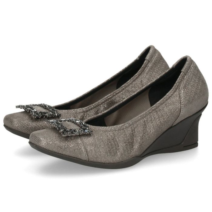 パンプス 黒 レディース おしゃれ ブラック エタン 通勤 靴 スクエアトゥ ウェッジソール コンポジションナイン ビジュー バックル コンフォートパンプス 3092 COMPOSITION9