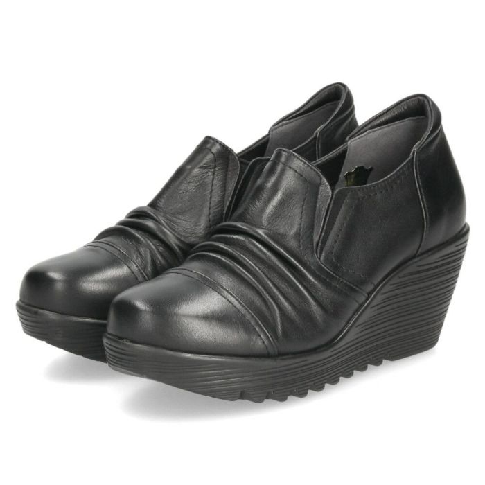 スリッポン レディース レザー 厚底 パンプス 履きやすい 靴 幅広 3E 黒 茶色 ウェッジソール 本革 ブラック ブラウン 日本製 ニコ 3992 NICO