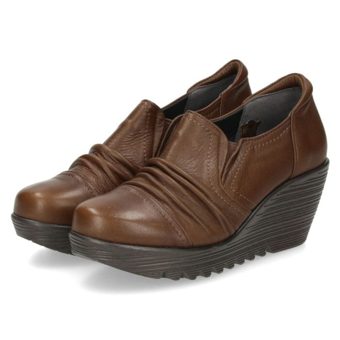 スリッポン レディース レザー 厚底 パンプス 履きやすい 靴 幅広 3E 黒 茶色 ウェッジソール 本革 ブラック ブラウン 日本製 ニコ 3992 NICO