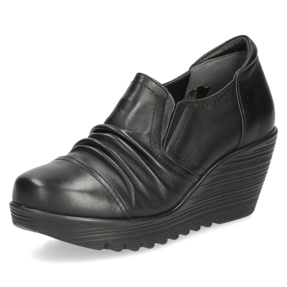 スリッポン レディース レザー 厚底 パンプス 履きやすい 靴 幅広 3E 黒 茶色 ウェッジソール 本革 ブラック ブラウン 日本製 ニコ 3992 NICO